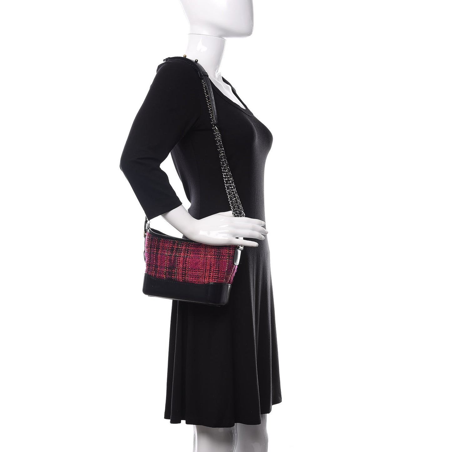 Tweed Calfskin Small Gabrielle Hobo Dark Navy