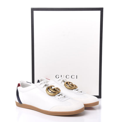 Gucci Calfskin Metallic Ayers Mens Bambi GG Sneakers 8.5 Great White Notte Red 9 of 9