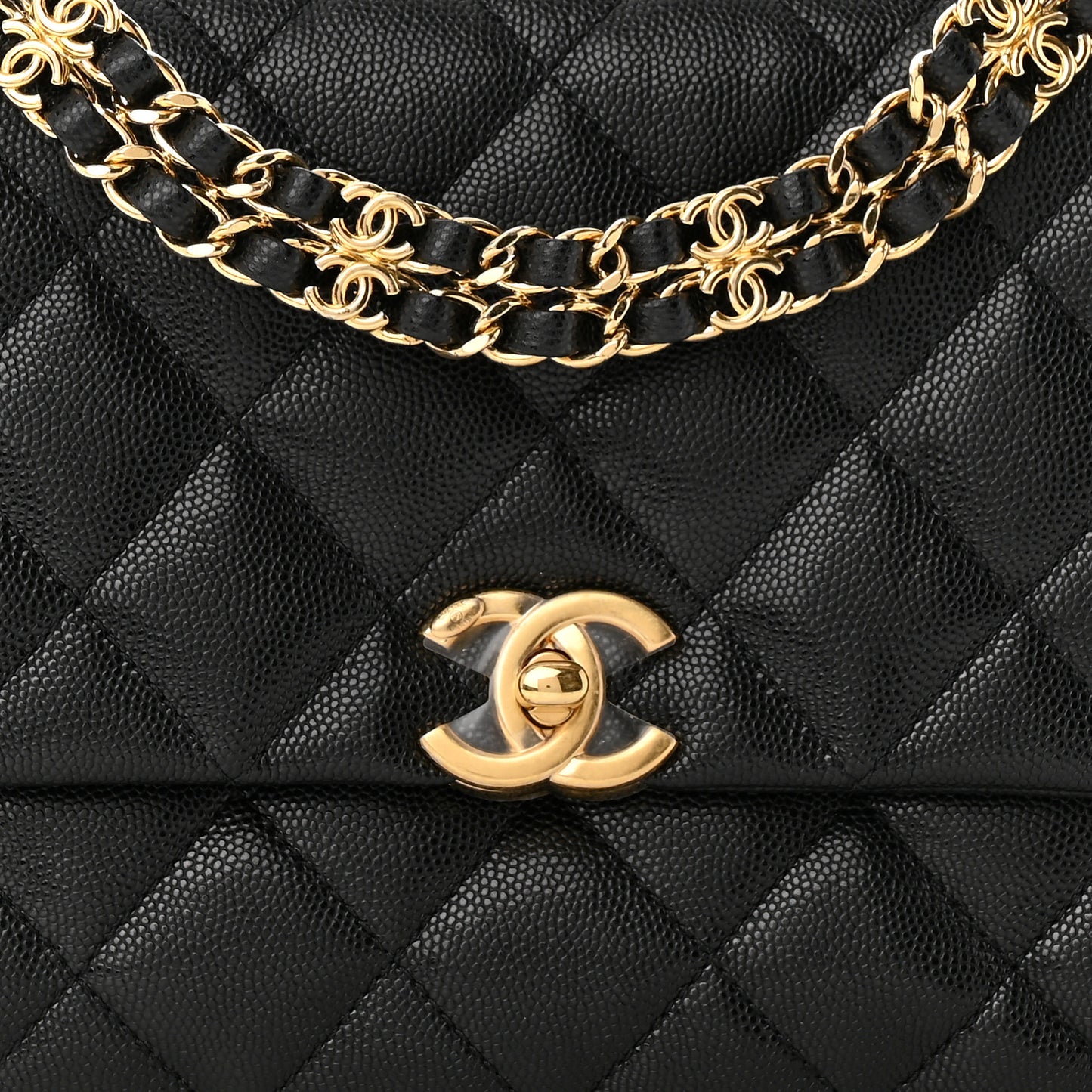Caviar Quilted Coco First Flap Black