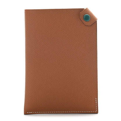 Hermes Epsom Tarmac Dot PM Passport Holder Gold Malachite 1 of 7