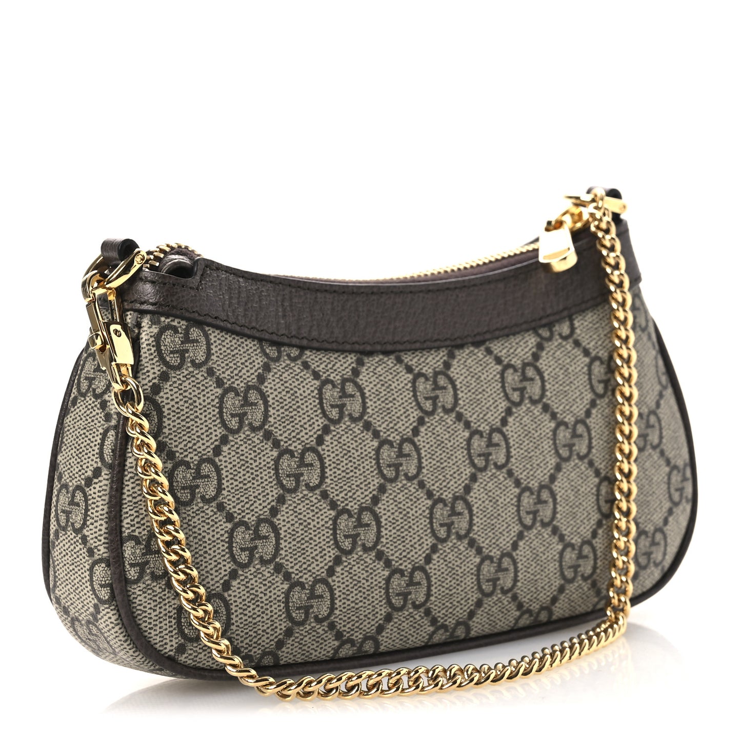 GG Supreme Monogram Textured Dollar Calfskin Mini Ophidia Chain Bag Beige Ebony