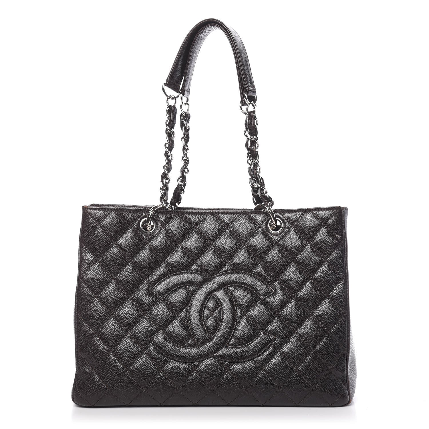 Chanel Caviar Grand Shopping Tote GST Dark Brown 1 of 12