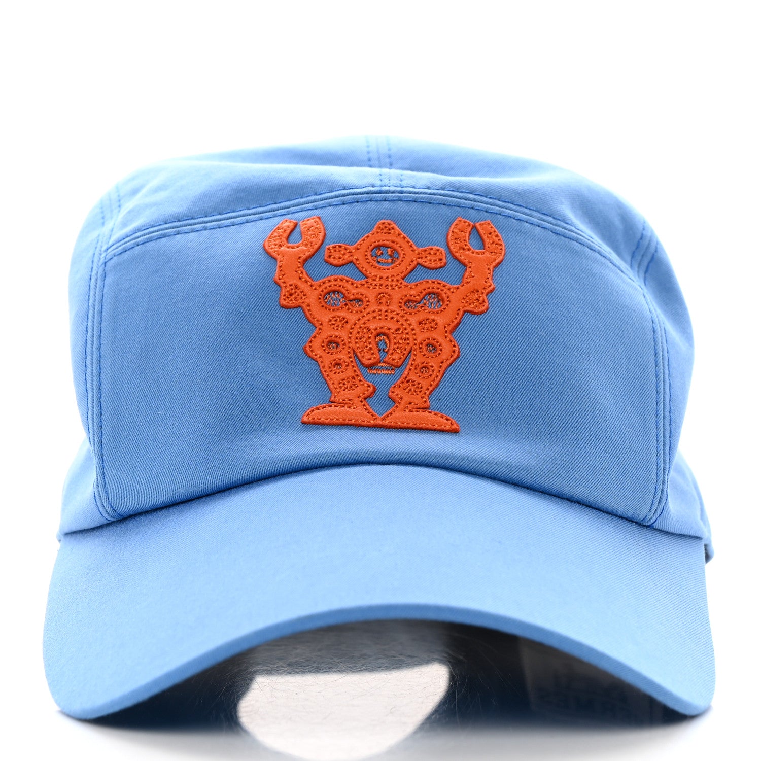 Hermes Stretch Cotton Twill Lambskin Nevada Hello Mr Farrier Hat 57 Méditerranée Orange 3 of 9