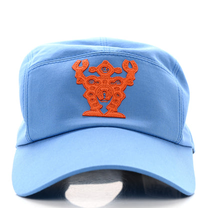 Hermes Stretch Cotton Twill Lambskin Nevada Hello Mr Farrier Hat 57 Méditerranée Orange 3 of 9