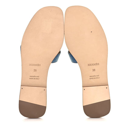 Hermes Denim Canvas Oran Sandals 38 Bleu Clair 4 of 6