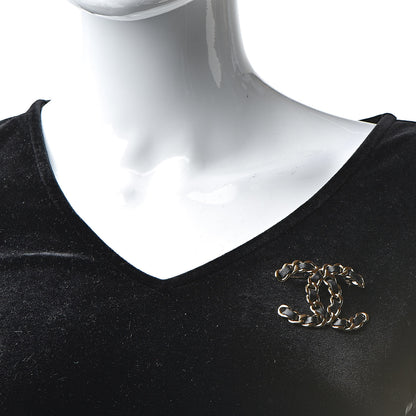 Chanel Lambskin Chain CC Brooch Black Gold 2 of 5