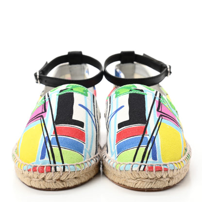 Hermes Canvas Modernisme Tropical Womens Malaga Espadrilles Flats 38 Multicolor 2 of 9