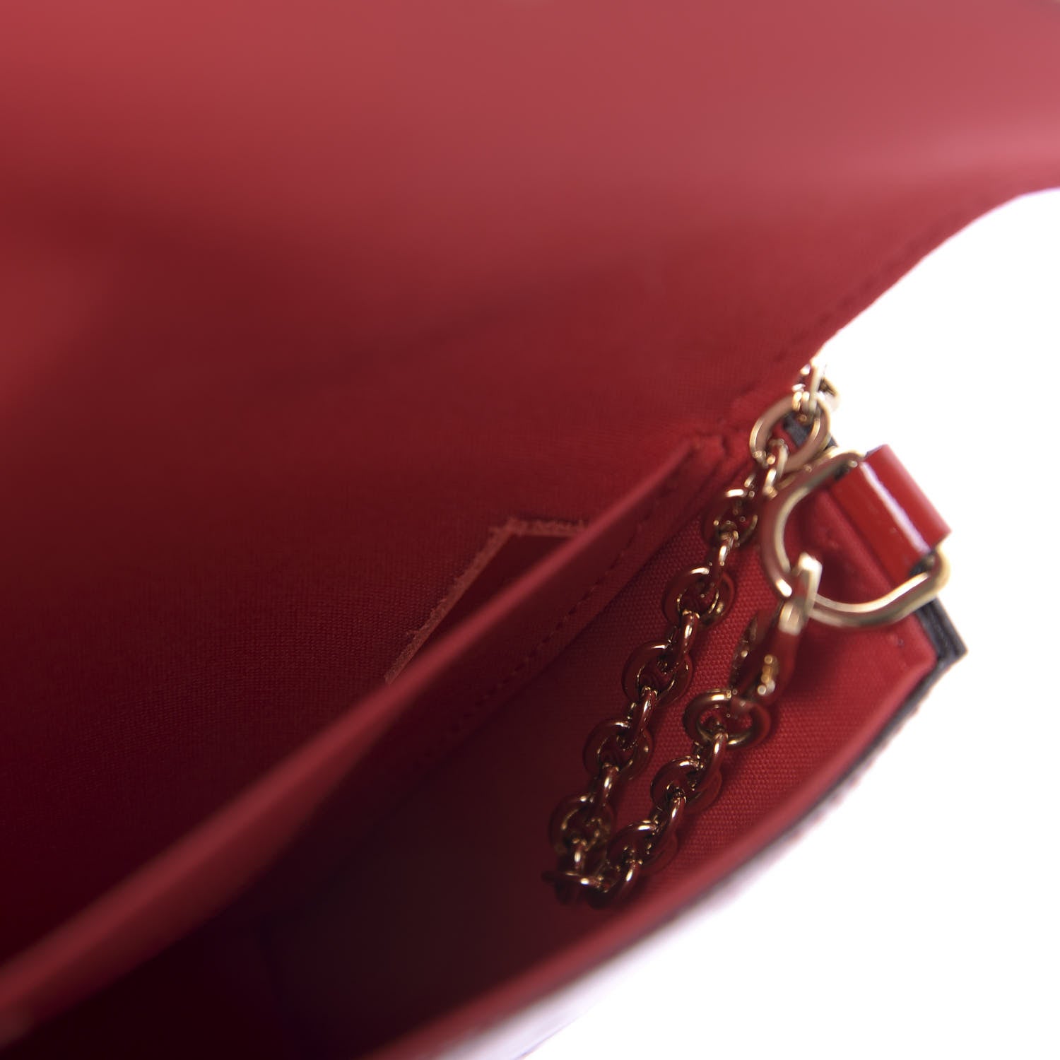 Louis Vuitton Vernis Felicie Pochette Chain Wallet Cherry 8 of 12