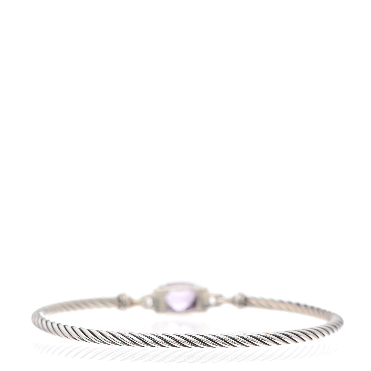 David Yurman Sterling Silver Diamond Amethyst 3mm Petite Wheaton Bracelet 3 of 4