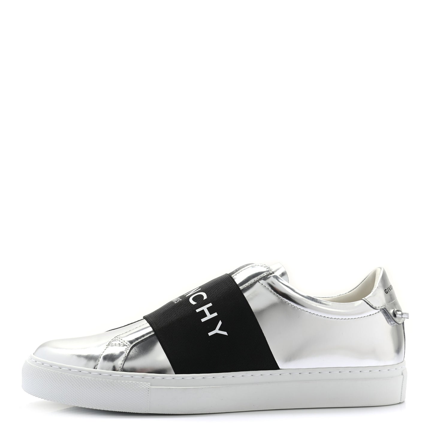 Calfskin Band Logo Womens Urban Street Sneakers 40.5 Silvery