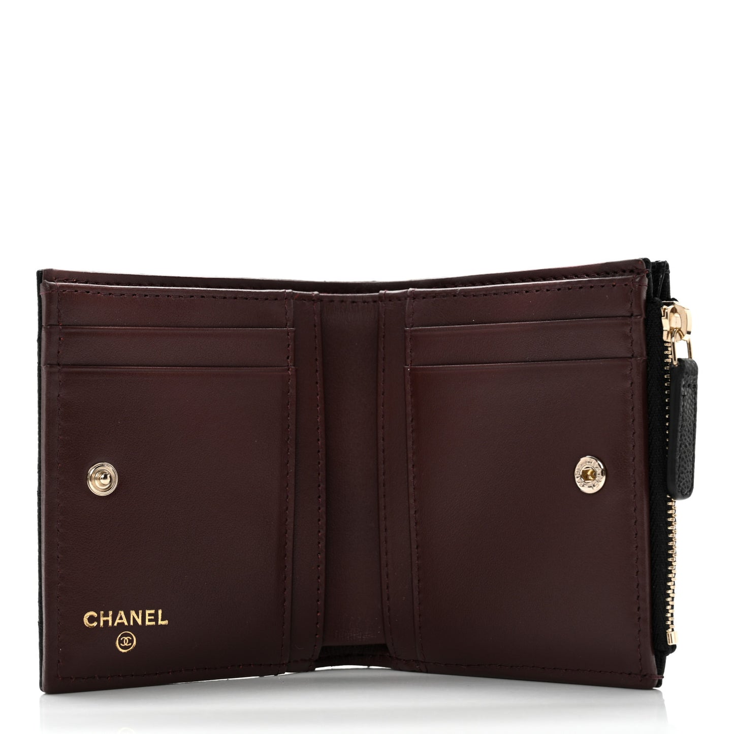 Caviar Quilted CC Zip Compact Wallet Black