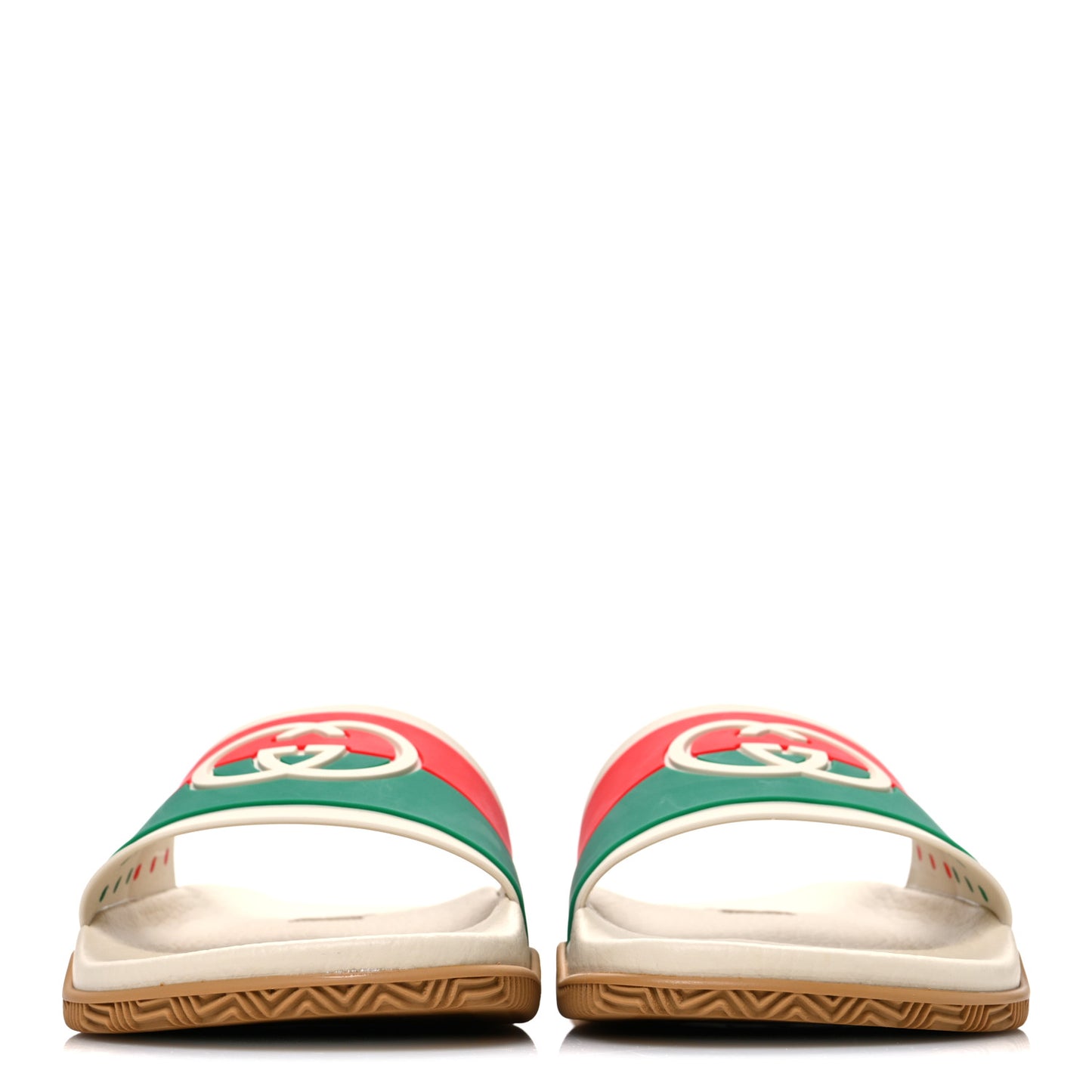 Rubber Web Womens Interlocking G Slide Sandals 39 Mystic White Green Red