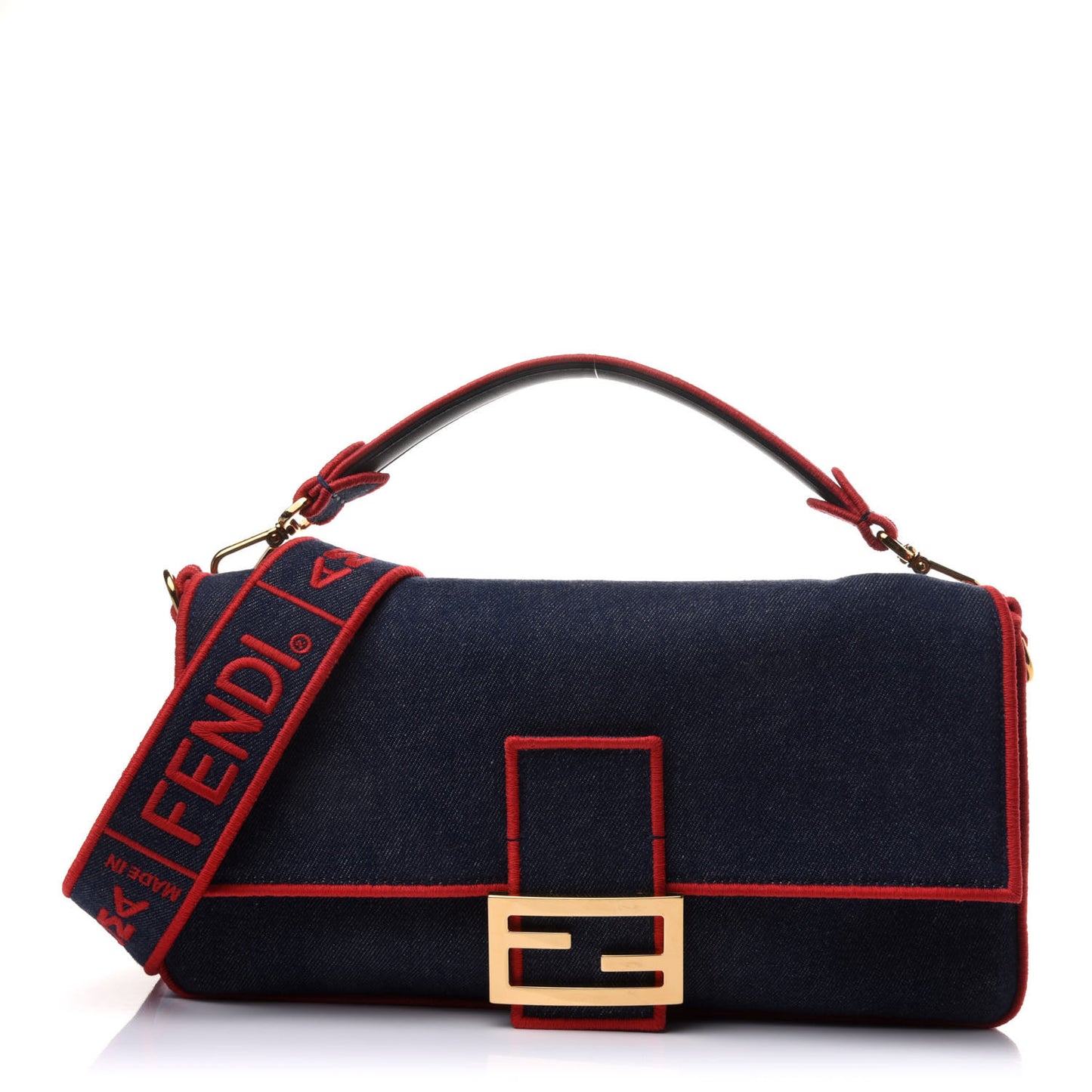 Denim Large Baguette Blue Rosso