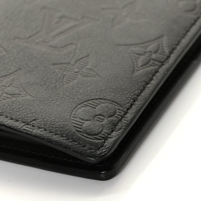 Louis Vuitton Calfskin Monogram Shadow Brazza Wallet Black 9 of 10