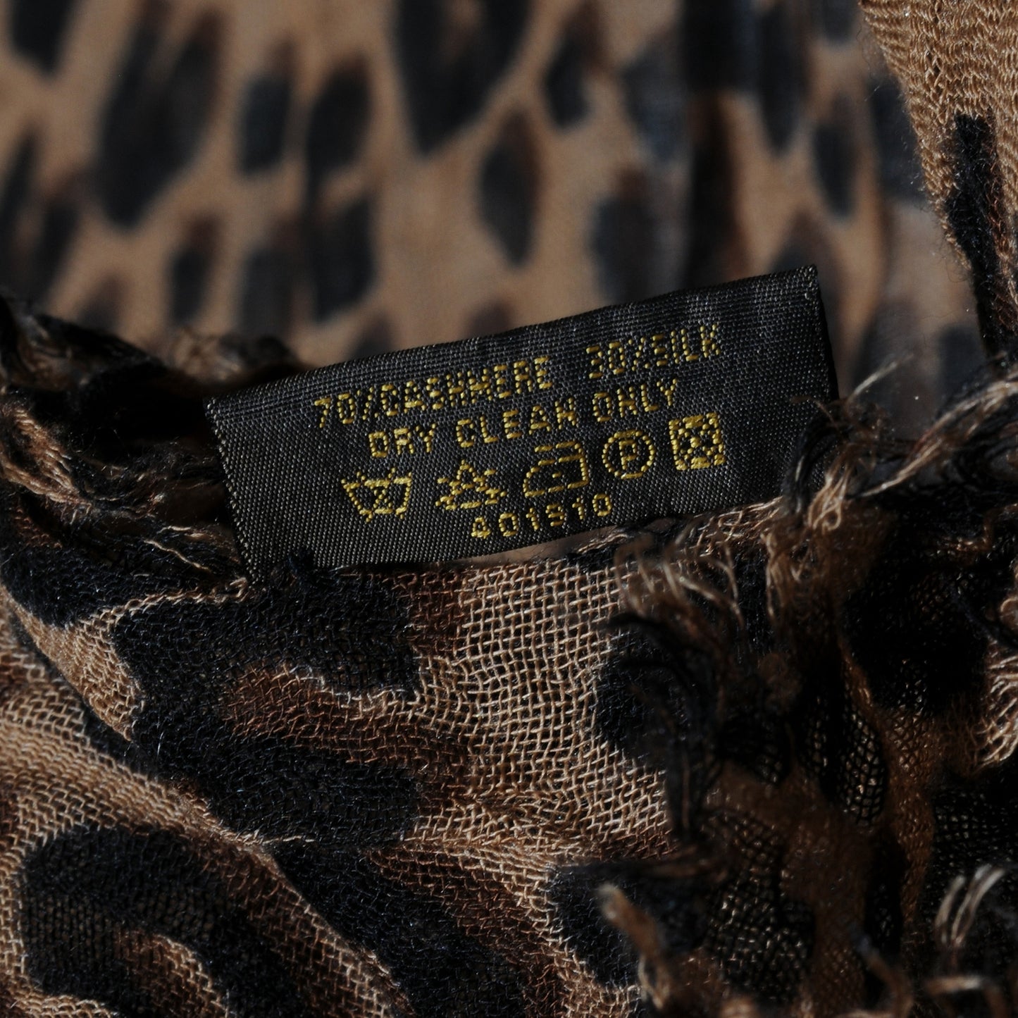 Cashmere Silk Leopard Stole Brown