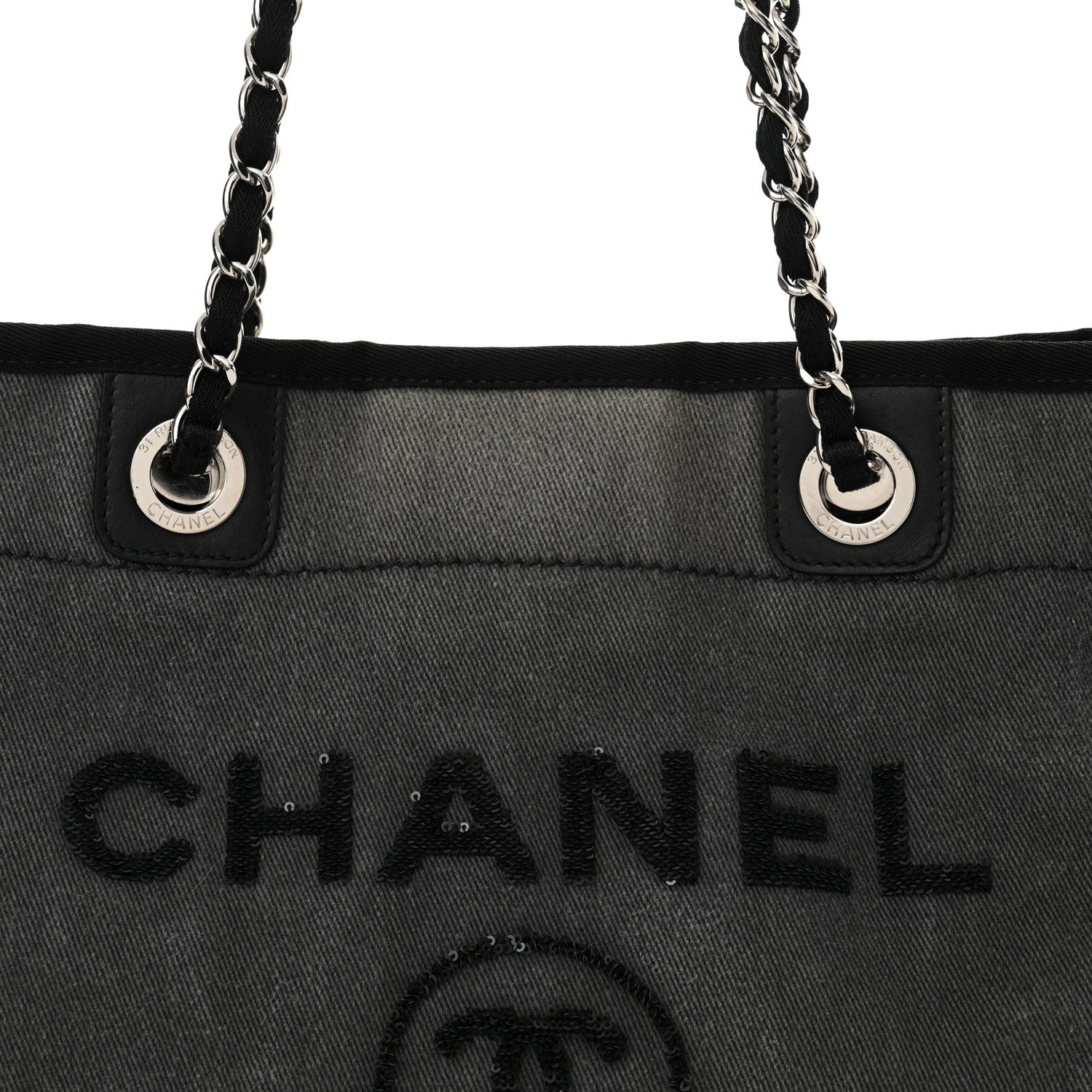 Chanel Canvas Sequin Small Deauville Tote Charcoal 8 of 14