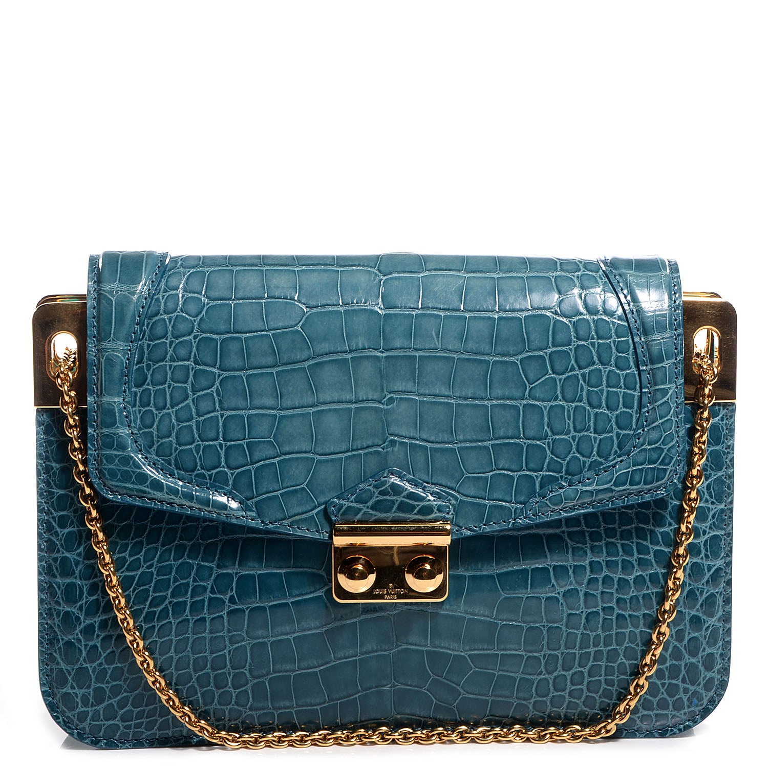 Louis Vuitton Alligator Shoulder Bag Blue Special Order 1 of 7