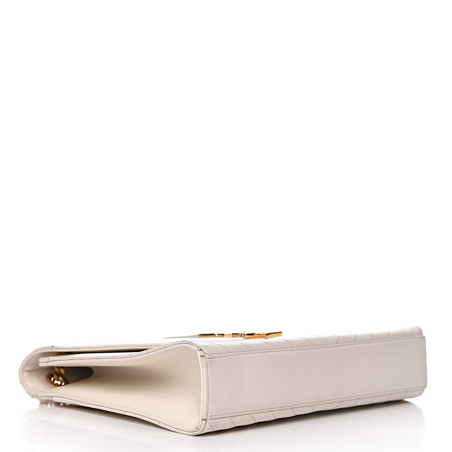 Saint Laurent Grain De Poudre Matelasse Chevron Large Monogram Satchel White 4 of 17