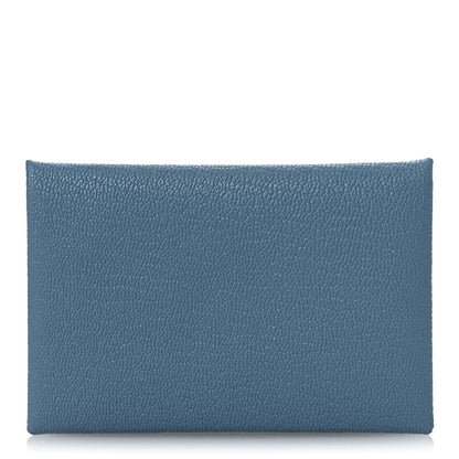 Hermes Chevre Mysore Calvi Card Case New Bleu Jean 1 of 7