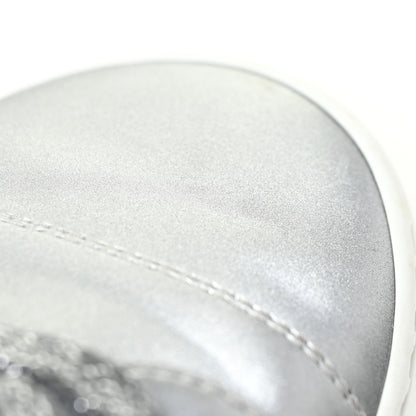 Chanel Iridescent Goatskin Womens Sneakers 40.5 White Silver 16 of 19