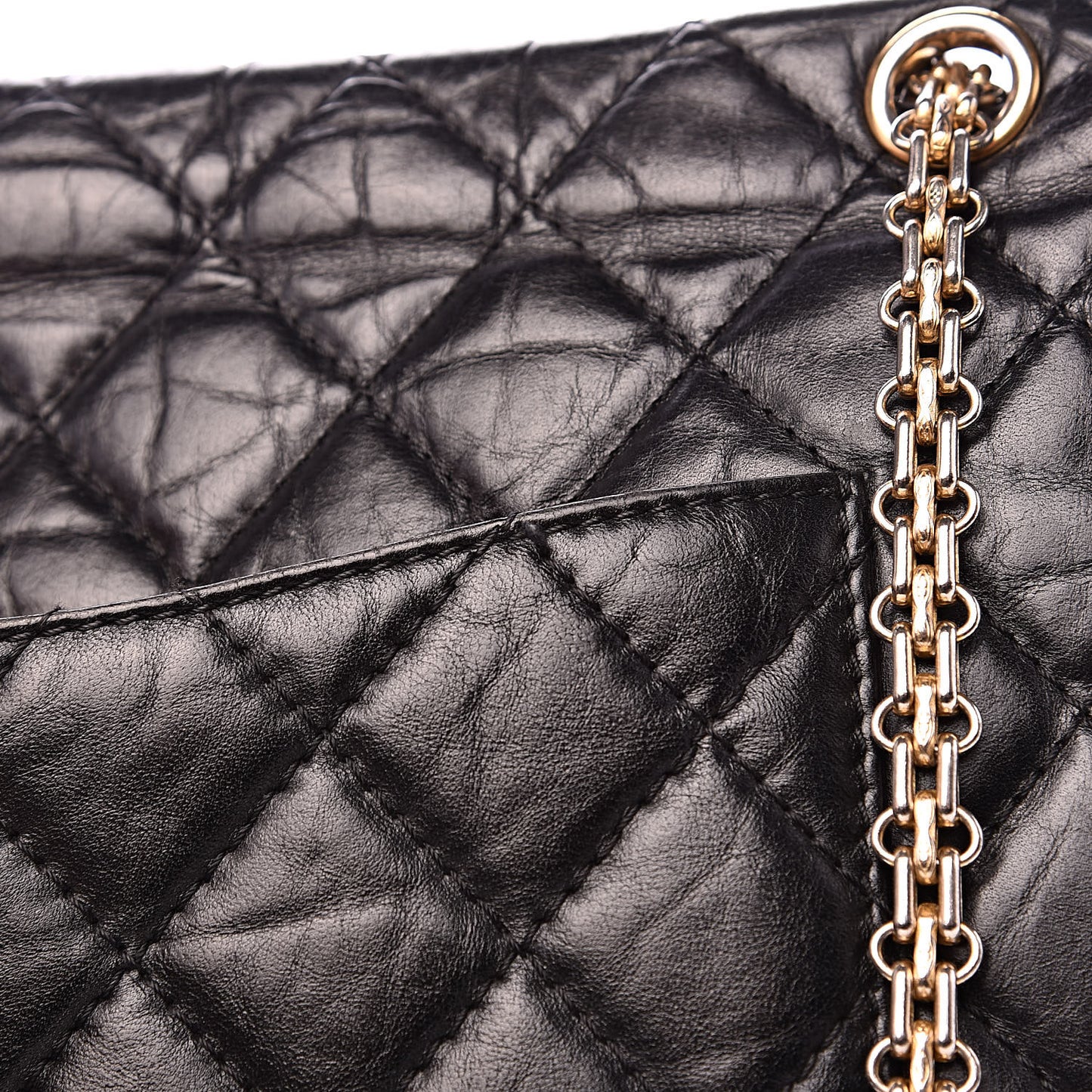 Aged Calfskin Quilted 2.55 Reissue 227 Flap Black