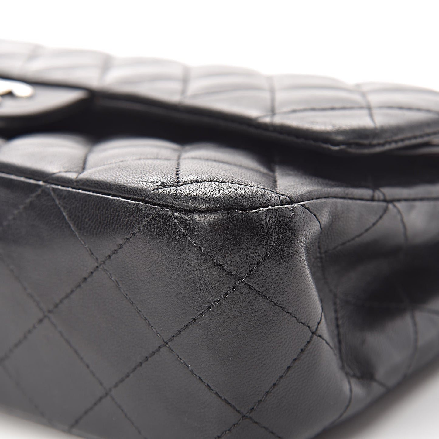 Lambskin Quilted Medium Double Flap Black