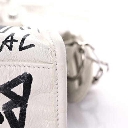 Balenciaga Agneau Arena Graffiti All Over Classic Silver Hardware Mini City White Black 11 of 13
