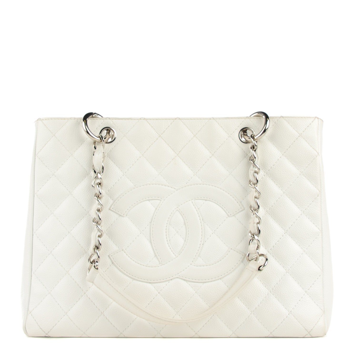 Chanel Caviar Quilted Grand Shopping Tote GST White 1 of 8