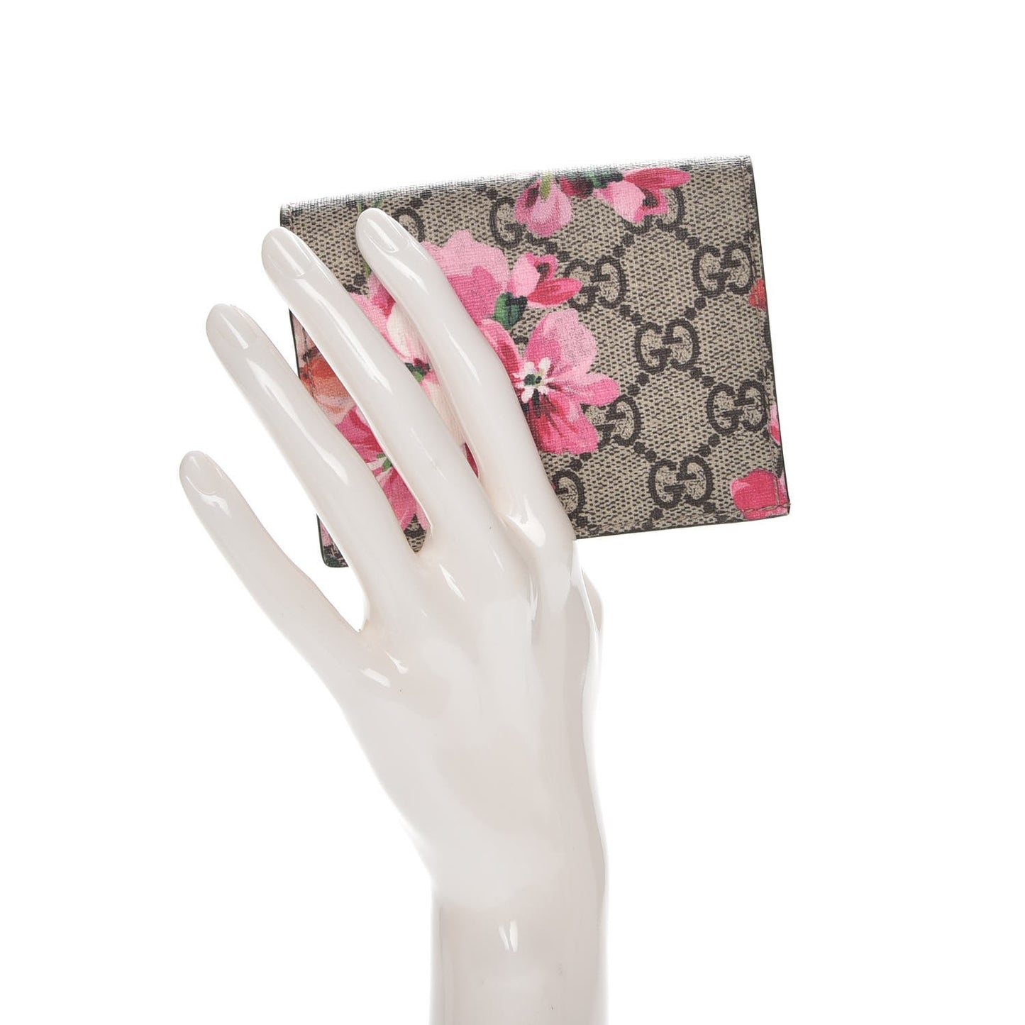 GG Supreme Monogram Blooms Card Case Beige Multicolor Dry Rose