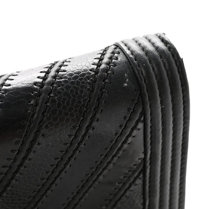 Chanel Calfskin Caviar Quilted Chevron Mixed Boy Wallet On Removable Chain Black 12 of 17