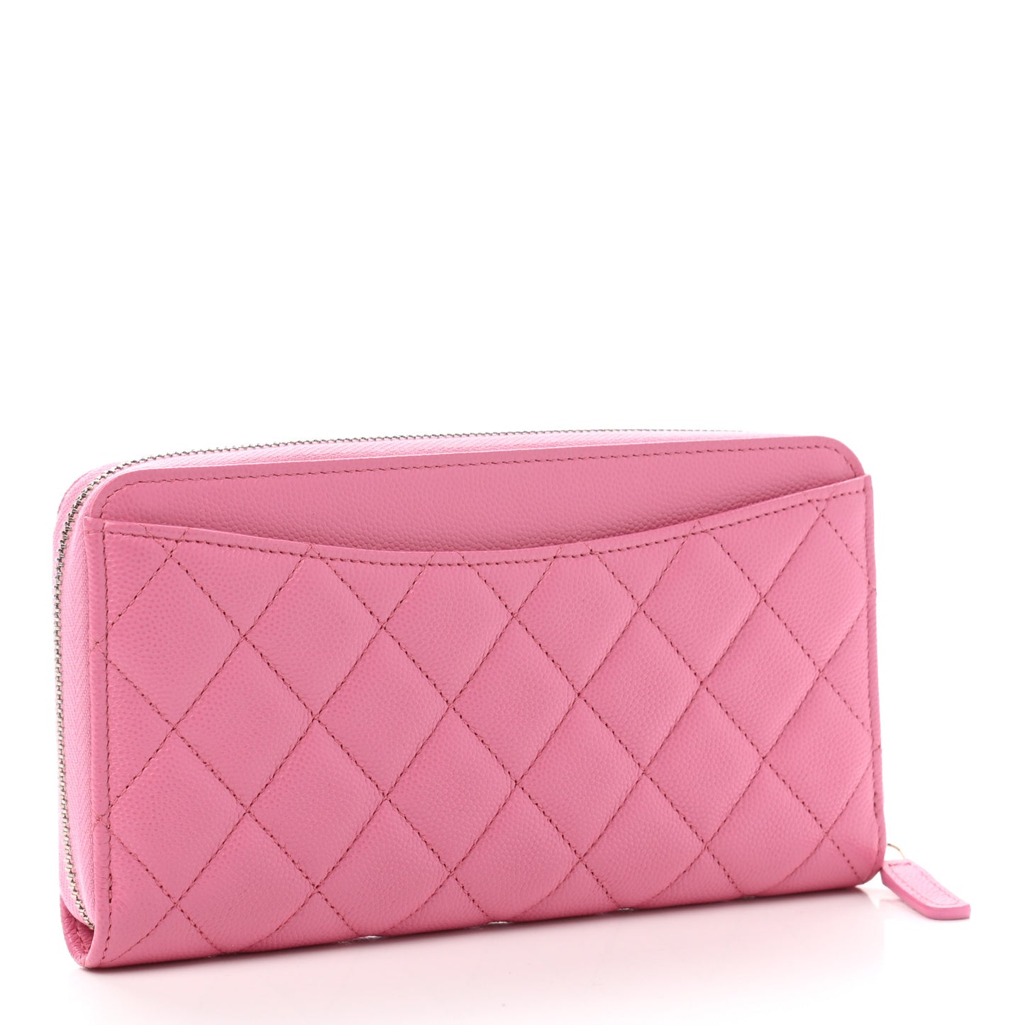 Caviar Quilted Large Gusset Zip Around Wallet Pink