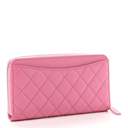 Chanel Caviar Quilted Large Gusset Zip Around Wallet Pink 3 of 9