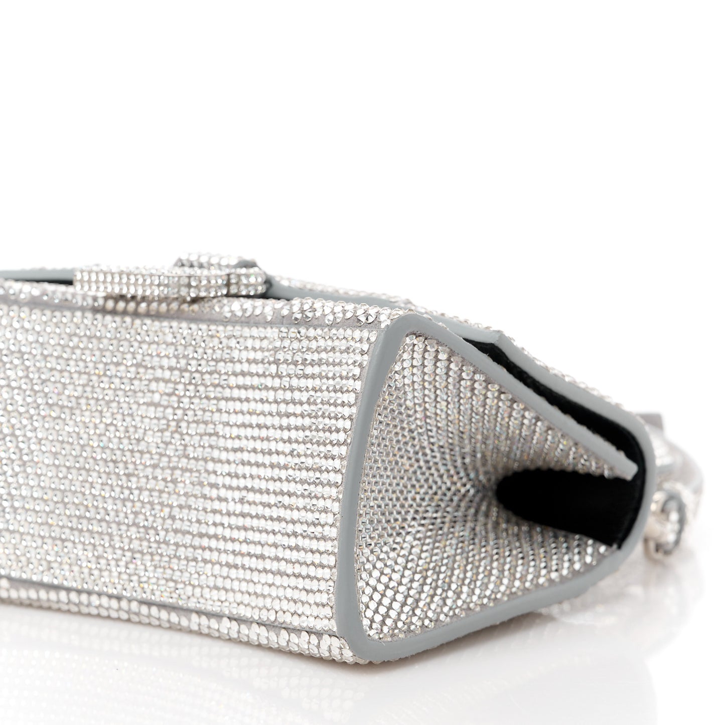 Strass Suede Hourglass Top Handle Bag XS Smoke Grey Crystal