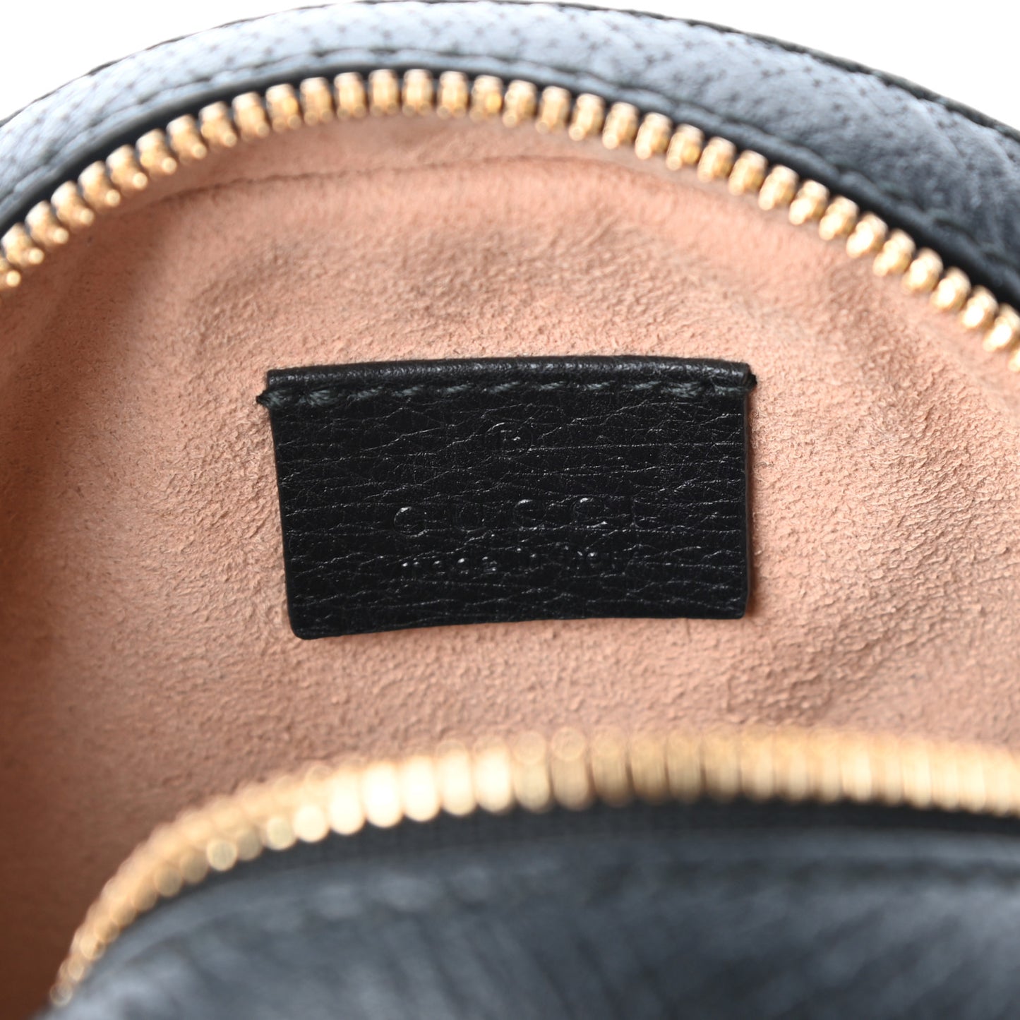 Grained Calfskin Web Mini Ophidia Round Shoulder Bag Black