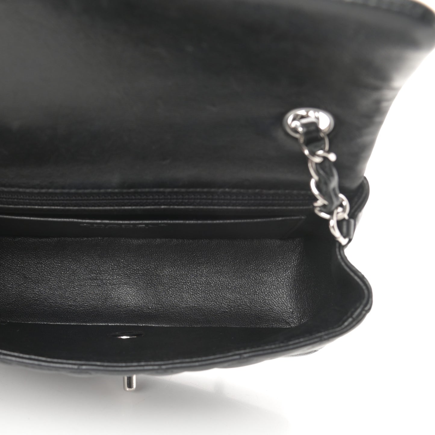 Lambskin Quilted Mini Rectangular Flap Black