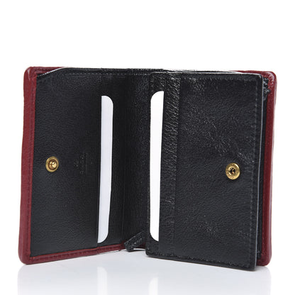 Gucci Vintage Effect Calfskin Matelasse Diagonal Torchon GG Marmont Card Case Wallet Black Romantic Cherry 5 of 8