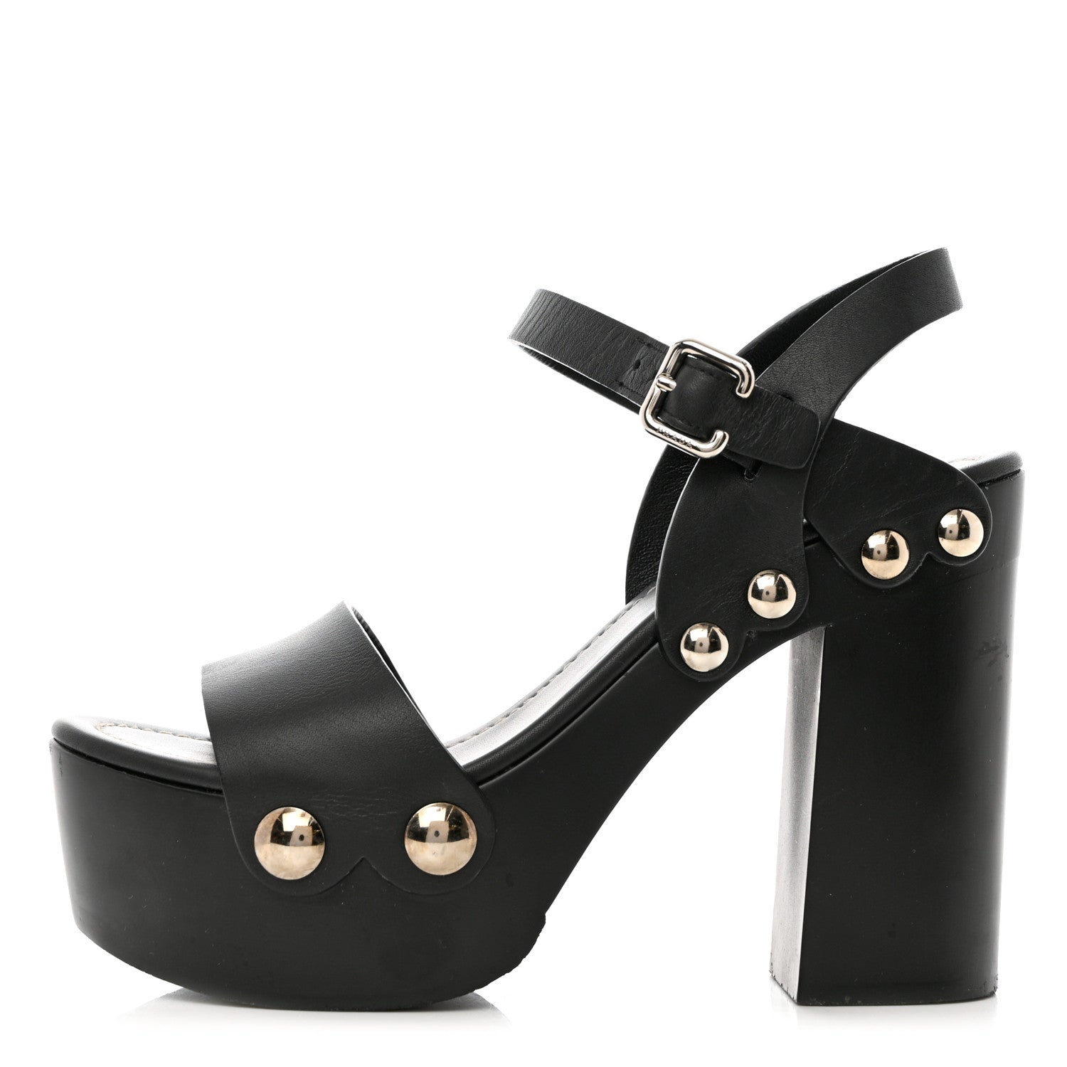 Prada Calfskin Platform Slingback Sandals 37 Black 1 of 12