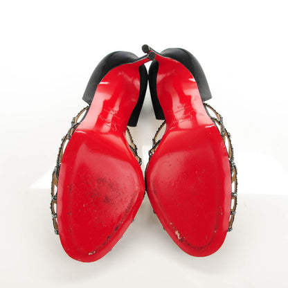 Christian Louboutin Satin Strass Aranea 100 Heels 39.5 Black Hematite 5 of 12