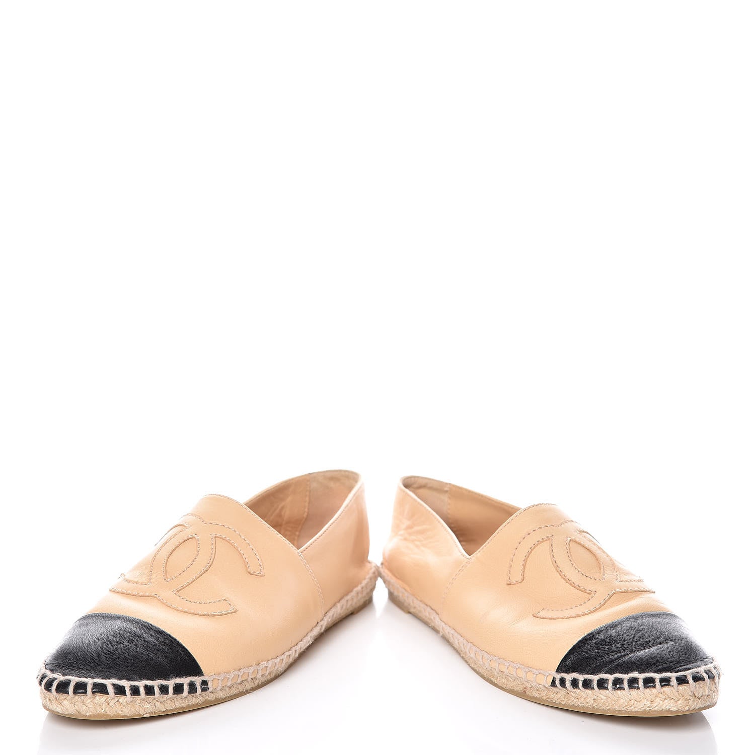 Chanel Lambskin CC Espadrilles 36 Beige Black 6 of 14