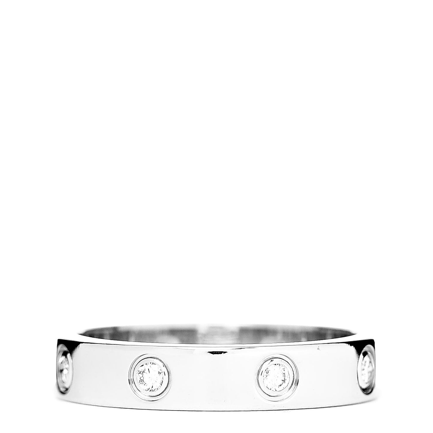 18K White Gold 8 Diamond 4mm Wedding Band LOVE Ring 55 7.25