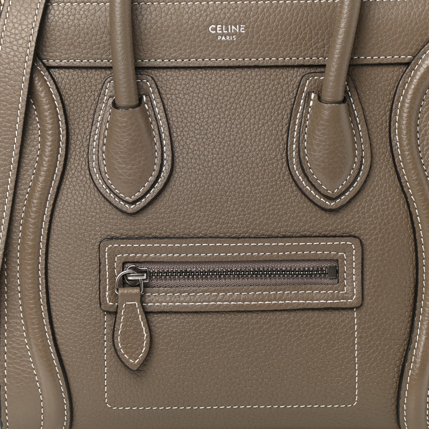Celine Drummed Calfskin Nano Luggage Souris 10 of 12