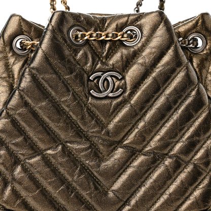 Chanel Metallic Aged Calfskin Chevron Quilted Small Gabrielle Backpack Gold 8 of 10