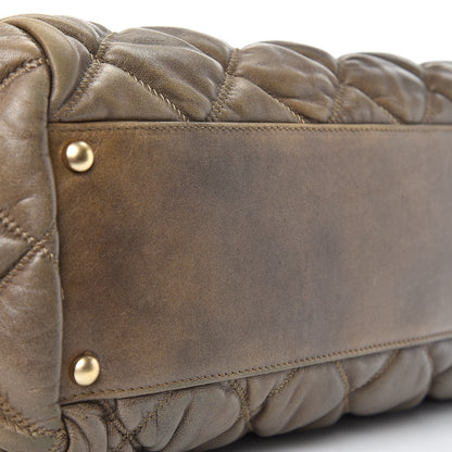 Chanel Lambskin Bubble Quilt Bowler Dark Beige 7 of 8