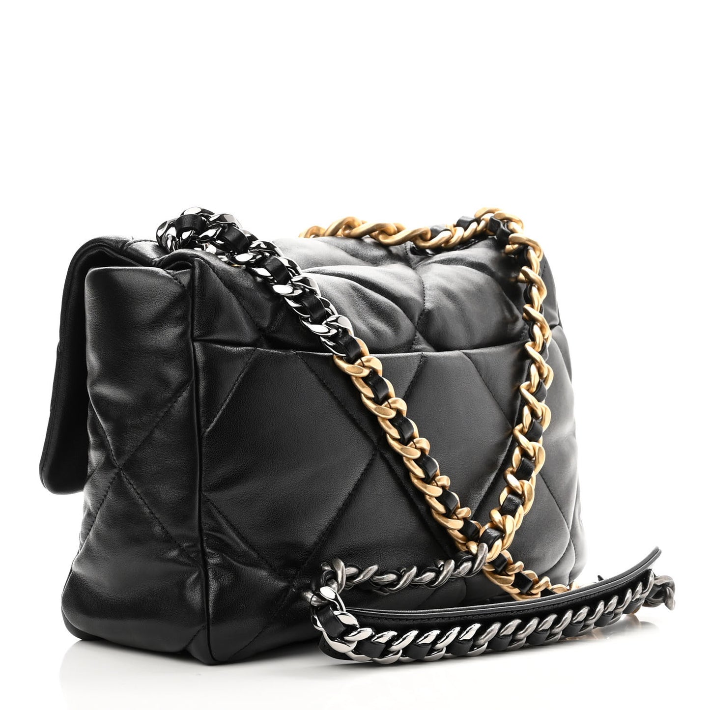 Lambskin Quilted Large Chanel 19 Flap Black