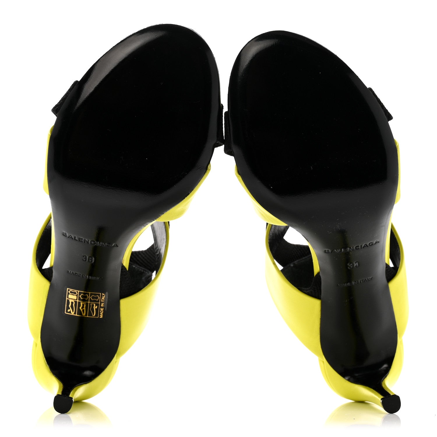 Balenciaga Chevreau Brilliant Elastic Sandals 38 Jaune Acid Black 6 of 9