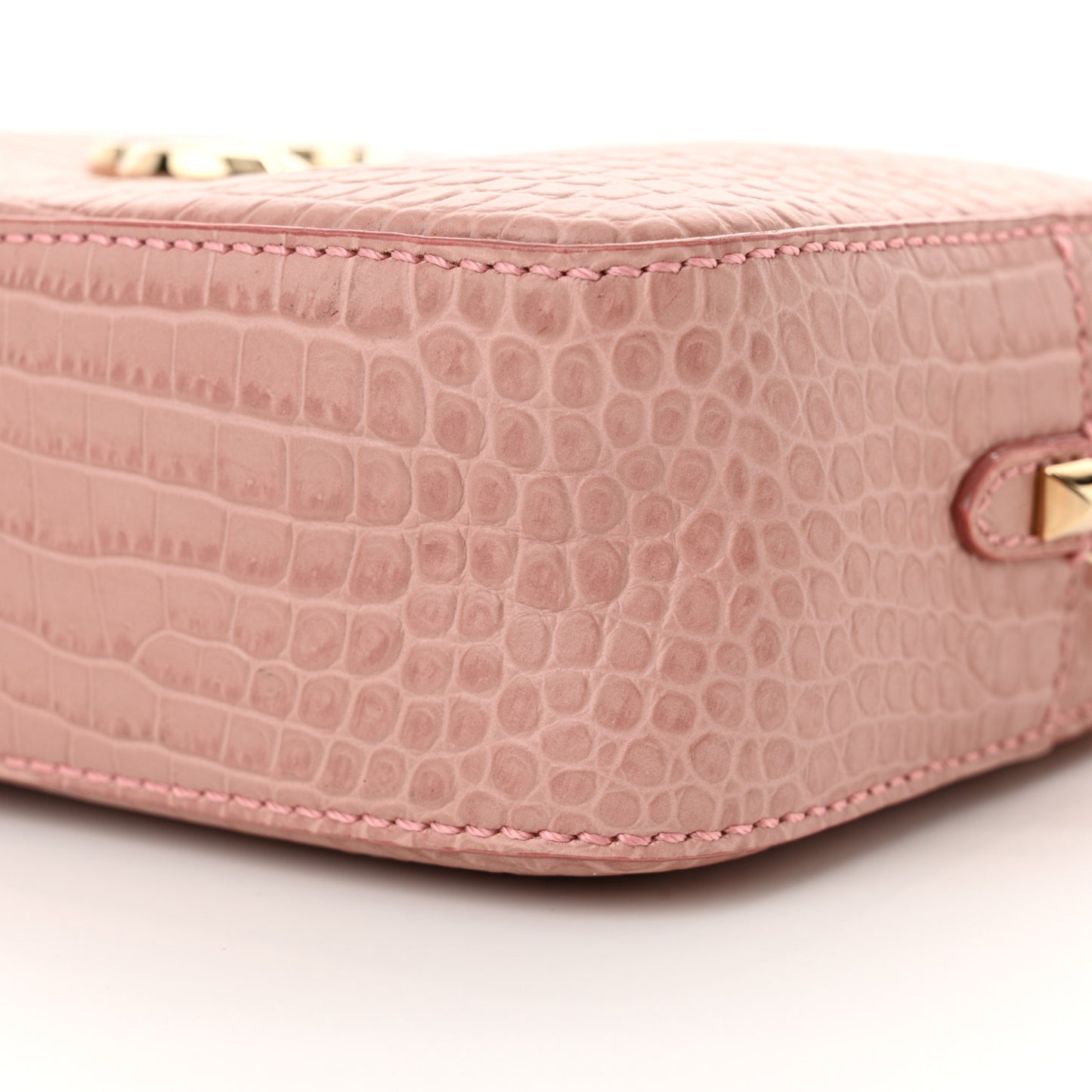 Calfskin Crocodile Embossed Varenne Camera Bag Blush