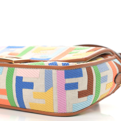 Fendi Kuban Canvas Vitello King FF Embroidered Baguette Grezzo Multicolor 10 of 10
