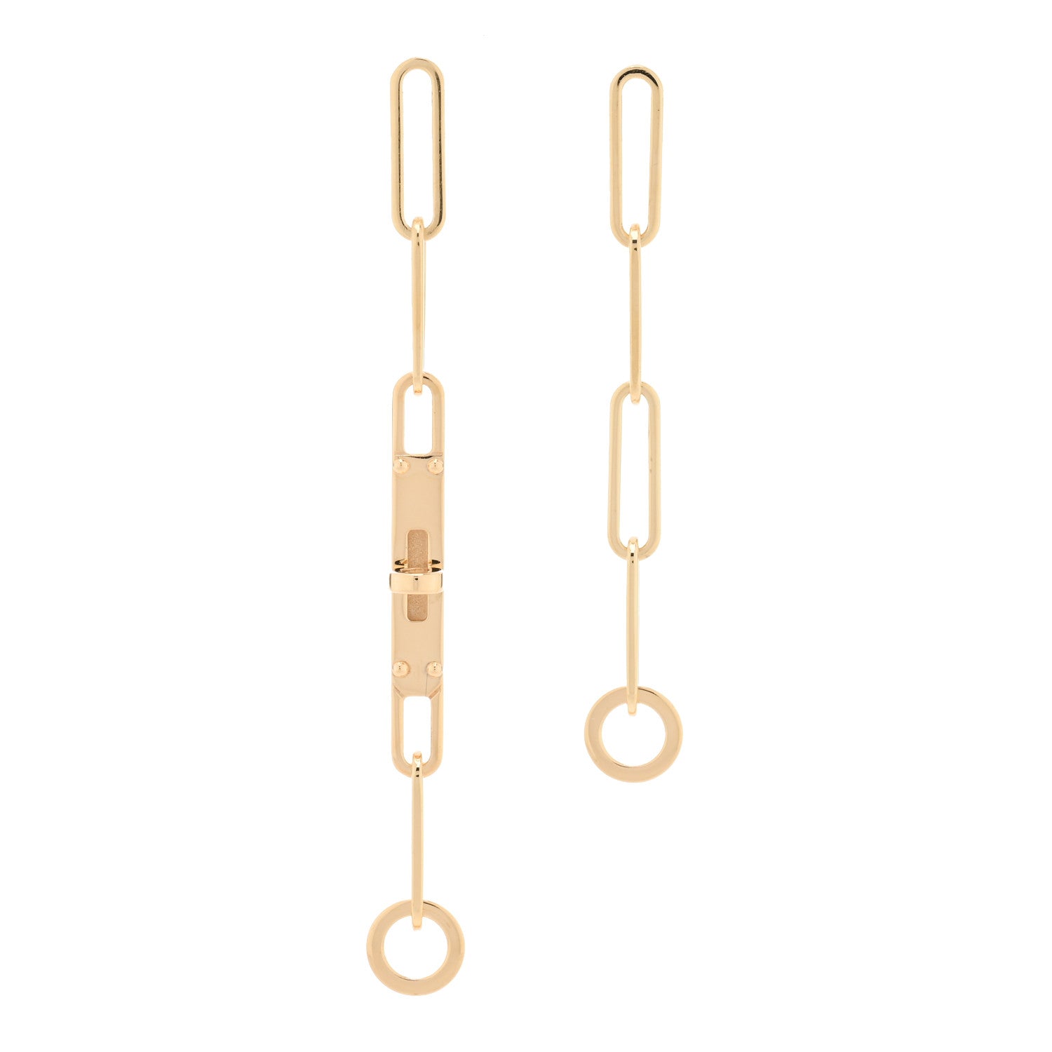 Hermes 18K Yellow Gold TPM Kelly Chaine Earrings 1 of 4