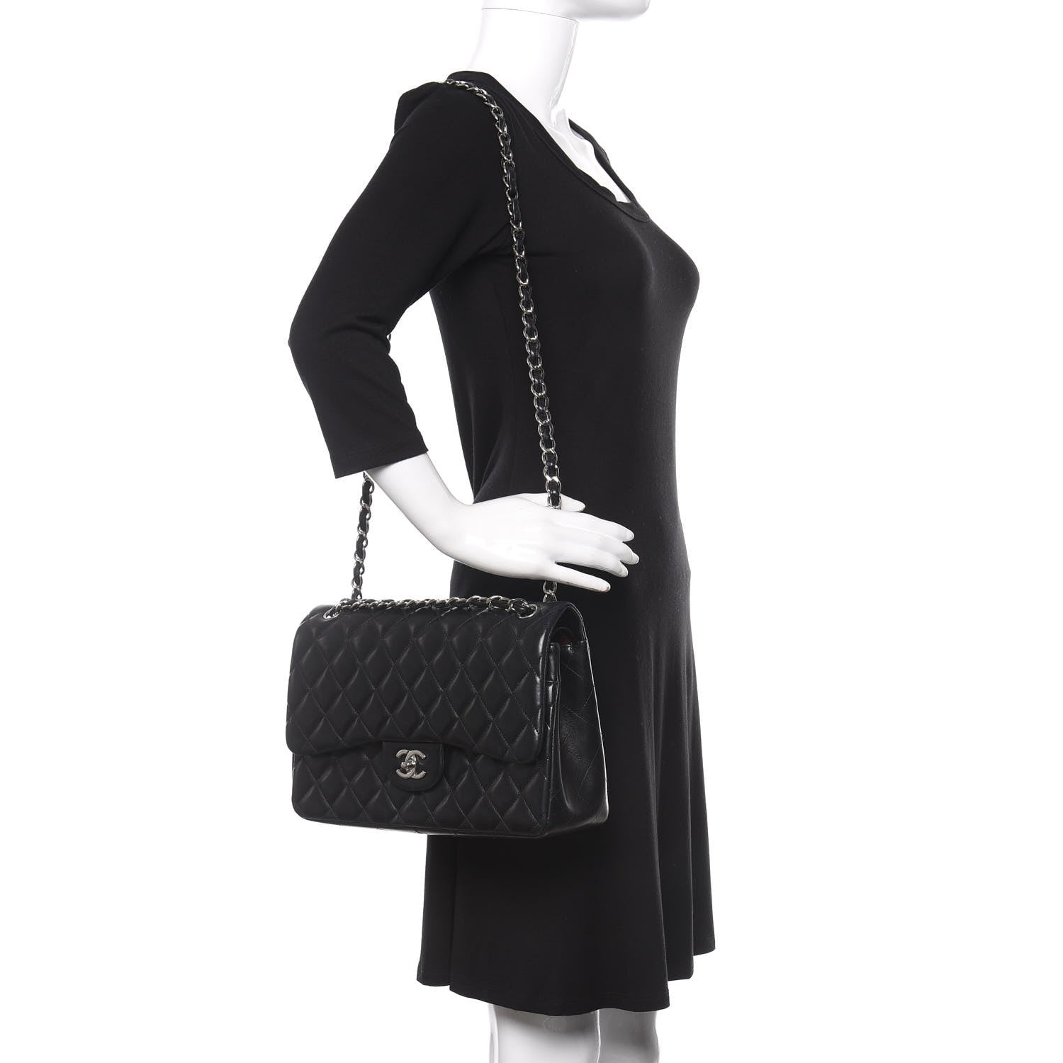 Chanel Lambskin Quilted Jumbo Double Flap Black 3 of 11