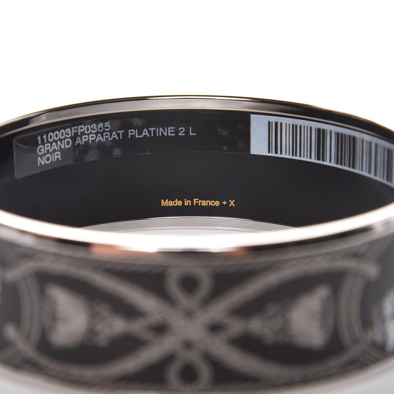 Hermes Enamel Printed Wide Grand Apparat Bracelet 62 Black 7 of 8